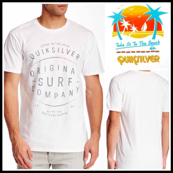 QUICKSILVER WHITE COTTON SHORT SLEEVE TEE SURF BEACH HAWAII COTTON T-SHIRT A2C - Picture 3 of 8